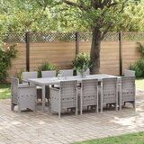  11-delni set vrtne jedilnice z blazinami svetlo sivega poli ratana, (22089758) | Shoptok.si