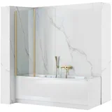 REA-K9777 - Sklopivi paravan za kadu AGAT 140x100 cm brušeno zlato/prozirno staklo