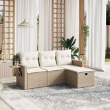 Maison Chic Seti vrtnega pohištva - Vrtna garnitura - Vrtni pohištvo set 4-delna z blazinami bež poli ratan, (21816381) | Shoptok.si