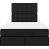 vidaXL Otomanski posteljni okvir z vzmetnico črn 120x200 cm um. usnje | Shoptok.si