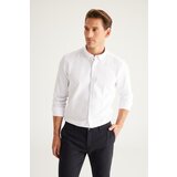 AC&Co / Altınyıldız Classics Men's White Buttoned Collar Easy to Iron Cotton Slim Fit Slim Fit Oxford Shirt Cene