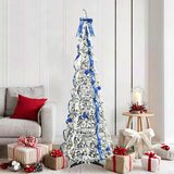  Umjetno božićno drvce s 150 LED svjetlima Bijelo 180 cm PVC | shoptok.hr
