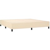  Box spring postelja z vzmetnico LED krem 200x200 cm blago, (20851589) | Shoptok.si