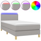 Krevet box spring s madracem LED svjetlosivi 100x200 cm tkanina | Eponuda.com