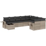Maison Chic Seti vrtnega pohištva - Vrtna garnitura - Vrtni pohištvo set 10-delna z blazinami sv. siv poli ratan, (21819138) | Shoptok.si