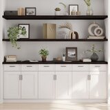 Maison Chic Stenska polica - Viseča Polica temno rjava 200x60x(2-4) cm trdna hrastovina, (21784713) | Shoptok.si