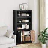  Visoka komoda crna 80 x 35 x 154 cm od masivne borovine | Eponuda.com