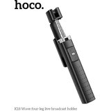 hoco. Selfie Stick Wave (K18) s brezžičnim daljinskim upravljalnikom Bluetooth in 4 nogami - 97 cm - črn | Shoptok.si