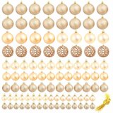  Set božićnih kuglica 100 komada 3/4/6 cm ružičasti/zlatni Slike