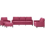  4-dijelni set sofa s jastucima crvena boja vina baršunasti | shoptok.hr