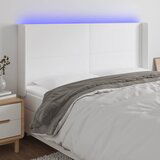 The Living Store LED posteljno vzglavje belo 203x16x118/128 cm umetno usnje - LED Vzglavje, (21659864) Cene