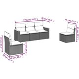  5-dijelni vrtni set sofa s jastucima bež od poliratana | shoptok.hr