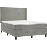  Krevet s oprugama i madracem svjetlosivi 140x190 cm baršunasti | shoptok.hr