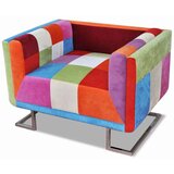 Motiv Kockasta Fotelja s Kromiranim Nogama Patchwork Dizajn Tkanina | shoptok.hr