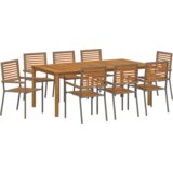  Jedilna garnitura za vrt 9 pcs Siva 200 x 100 x 74 cm | Shoptok.si