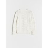 Reserved - Džemper s uzorkom pletenica - krem | shoptok.hr