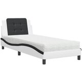 The Living Store Postelja z vzmetnico bela in črna 90x200 cm umetno usnje - Postelja, (21607332) | Shoptok.si