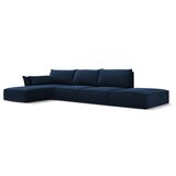 Mazzini Sofas Temno modra žametna kotna sedežna garnitura (levi kot/z ležalnikom) Vanda – | Shoptok.si