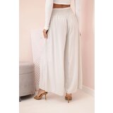 Kesi Włoski Women's viscose trousers with elastic waistband beige | Shoptok.si