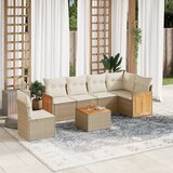 Maison Chic Seti vrtnega pohištva - Vrtna garnitura - Vrtni pohištvo set 7-delna z blazinami bež poli ratan, (21804951) | Shoptok.si