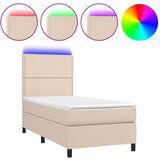 vidaXL Box spring postelja z vzmetnico LED kapučino 90x190 cm, (20893738) Cene