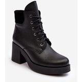 Boto Leather Women's Boots On Heel Black Lemar Leocera | Shoptok.si
