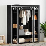  Ormar od Tkanine s Pregradama i Šipkama 45 x 150 x 176 cm Crni | shoptok.hr
