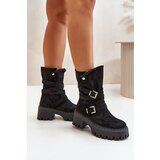 FG2 Women's Ankle Boots On Chunky Heel With Buckles And Strap Black Nerelisa Cijene