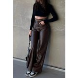 Madmext Mad Girls Brown Leather Trousers | shoptok.hr