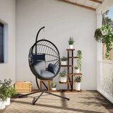 vidaXL Viseči stol jajček s stojalom svetlo siv ratan in jeklo | Shoptok.si