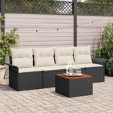  Sjedeća garnitura za vrt 5 kom. 4-Broj sjedala Crna i Krema 251 x 62 x 69 cm | Shoptok.si