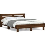 vidaXL Posteljni okvir z vzglavjem rjavi hrast 140x190 cm in Cene