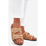 Boto Crocheted Women's Slippers With Golden Buckles Camel Fenira | shoptok.hr
