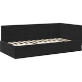  Kutni okvir kreveta s uzglavljem Crna 90 x 200 cm Baršun | shoptok.hr