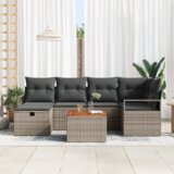 vidaXL 7-dijelni set vrtnih sofa s jastučićima siva poly rattan, dvosjed vrtna sofa s jastučićima siva poly rattan | shoptok.hr