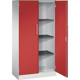 C+P Omara s krilnimi vrati ASISTO, višina 1617 mm, širina 800 mm, 3 police, svetlo sive/ognjeno rdeče barve | Shoptok.si