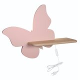  LED Dečija zidna svetiljka sa policom BUTTERFLY LED/5W/230V ružičasta/drvo | Eponuda.com