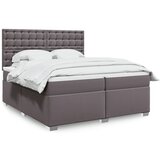 vidaXL Box spring postelja z vzmetnico siva 200x200 cm umetno usnje Cene