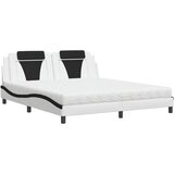 vidaXL Postelja z vzmetnico bela in črna 180x200 cm umetno usnje, (21242949) | Shoptok.si