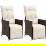 vidaXL nastavljivi vrtni stoli 2 kosa z blazinami rjav poli ratan | Shoptok.si