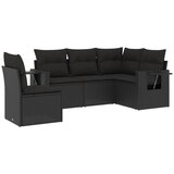 Maison Chic Seti vrtnega pohištva - Vrtna garnitura - Vrtni pohištvo set 5-delna z blazinami črn poli ratan, (21816800) | Shoptok.si