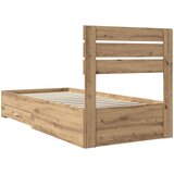  Krevetna konstrukcija s ladicama Umjetnički hrast 90 x 190 cm Smeđa 196 x 93 x 100 cm | Shoptok.si