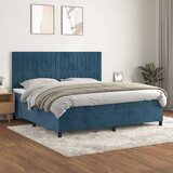  Box spring postelja z vzmetnico temno modra 200x200 cm žamet Cene