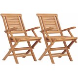  5-dijelni sklopivi vrtni bistro set Prirodna Čvrsto teak drvo Slike