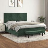 vidaXL Box spring postelja z vzmetnico temno zelena 180x200 cm žamet | Shoptok.si