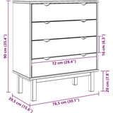  Ladičar OTTA 76,5 x 39,5 x 90 cm od masivne borovine | shoptok.hr