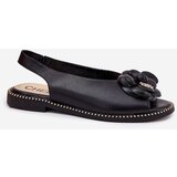 CheBello Leather Flat Sandals With Decoration 4642 Black | shoptok.hr