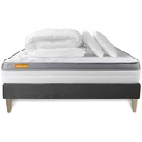 Kompletni paket za posteljo - Vzmetnica 140x200 cm + Vzmetnica z letvami (komplet) + 2 vzglavnika + Prevleka - Memo Zen, (21613525)