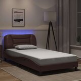  Okvir kreveta s LED svjetlima smeđi 100 x 200 cm umjetna koža | shoptok.hr