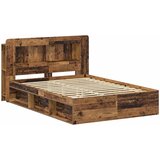 Okvir kreveta s pohranom s uzglavljem Staro drvo 135 x 190 cm | shoptok.hr